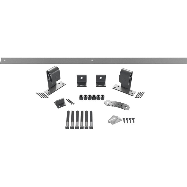 Ekena Millwork Premium J-Top Mount Barn Door Hardware Set w/ 8' Track for 1 3/8" to 2 1/4" Doors, Flint Gray GB60010H8FG - main